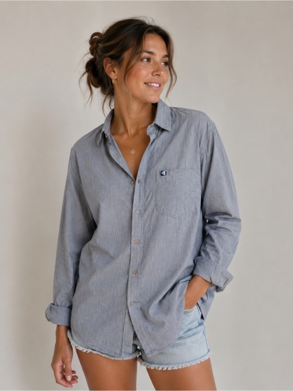 NWT Abercrombie & Fitch Button Down Stripe‎ Boyfriend Small Casual Preppy Modern